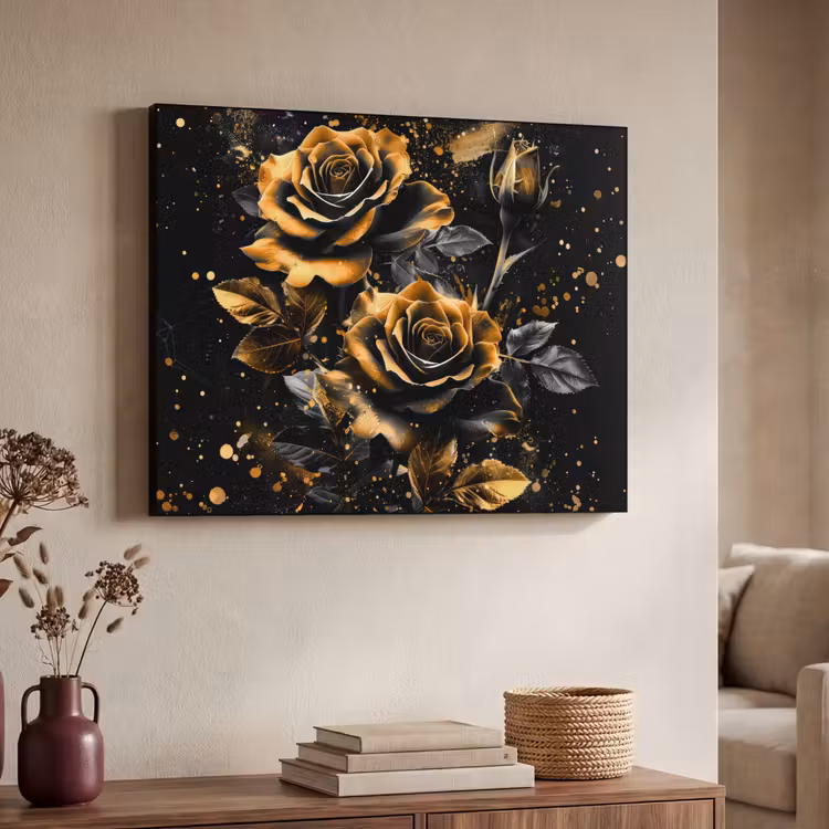 Art Frame - Rozen - Goud - Zwart - Bloemen - Modern — 4