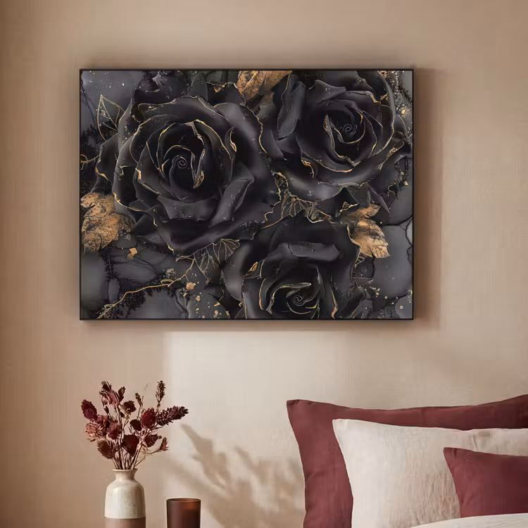 Art Frame - Rozen - Zwart - Bloemen - Goud — 2
