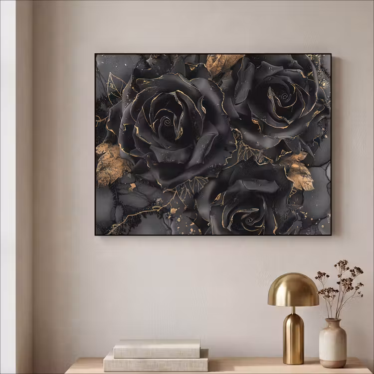 Art Frame - Rozen - Zwart - Bloemen - Goud — 3