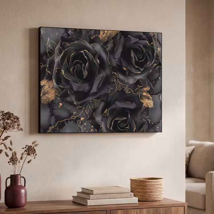 Art Frame - Rozen - Zwart - Bloemen - Goud — 4