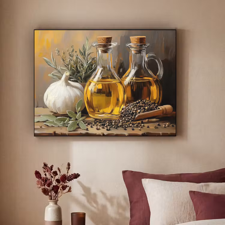 Art Frame - Stilleven - Olijfolie - Knoflook - Kruiden — 2