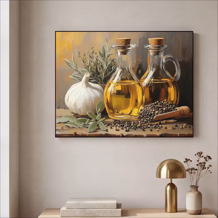 Art Frame - Stilleven - Olijfolie - Knoflook - Kruiden — 3