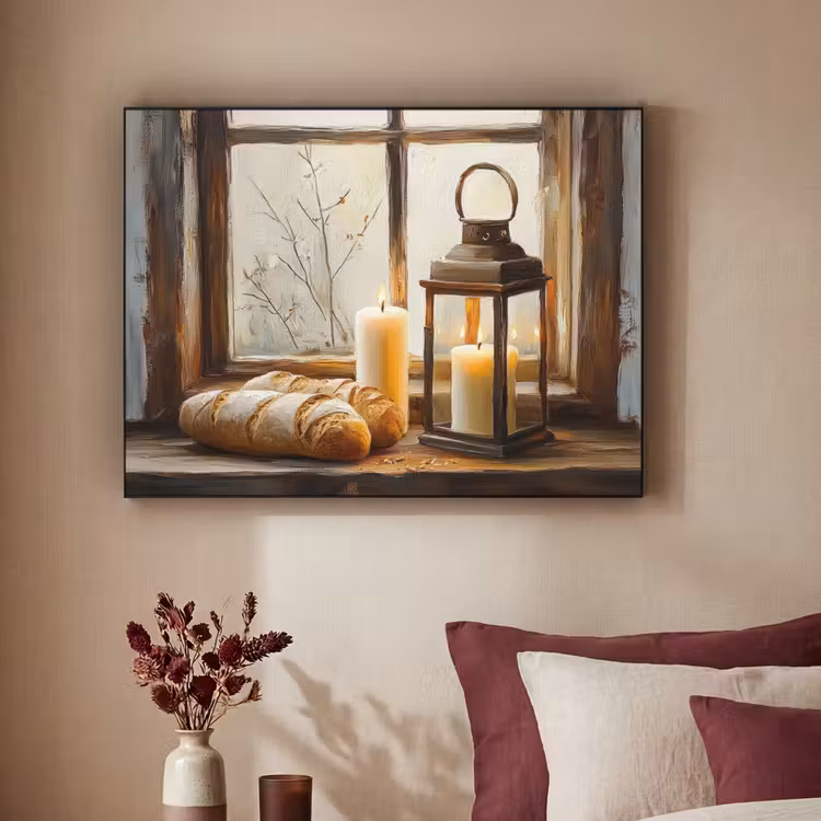 Art Frame - Stilleven - Rustiek - Kaarsen - Broden - Raam — 2