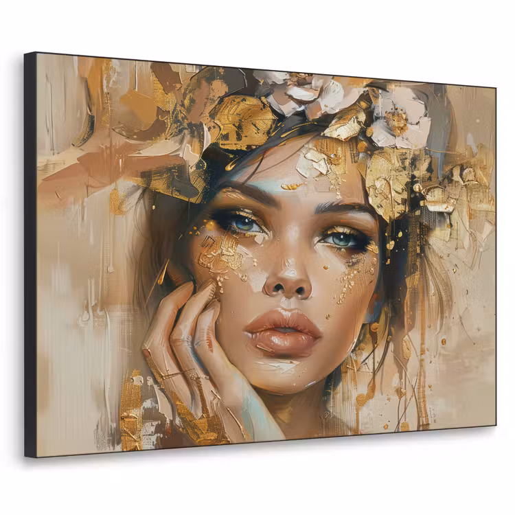 Art Frame - Vrouw - Bloemen  - Goud - Portret — 1