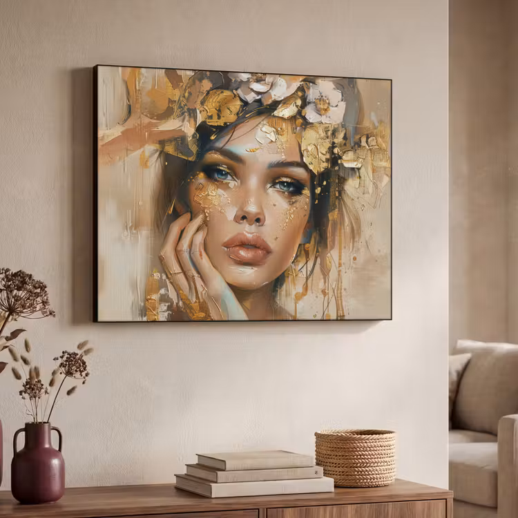 Art Frame - Vrouw - Bloemen  - Goud - Portret — 4