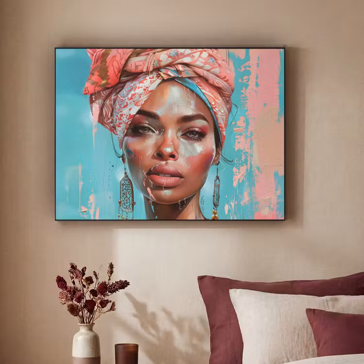 Art Frame - Vrouw - Portret - Blauw - Roze - Modern — 2