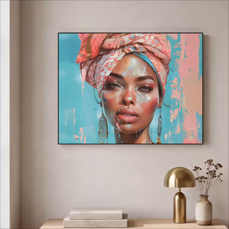 Art Frame - Vrouw - Portret - Blauw - Roze - Modern — 3