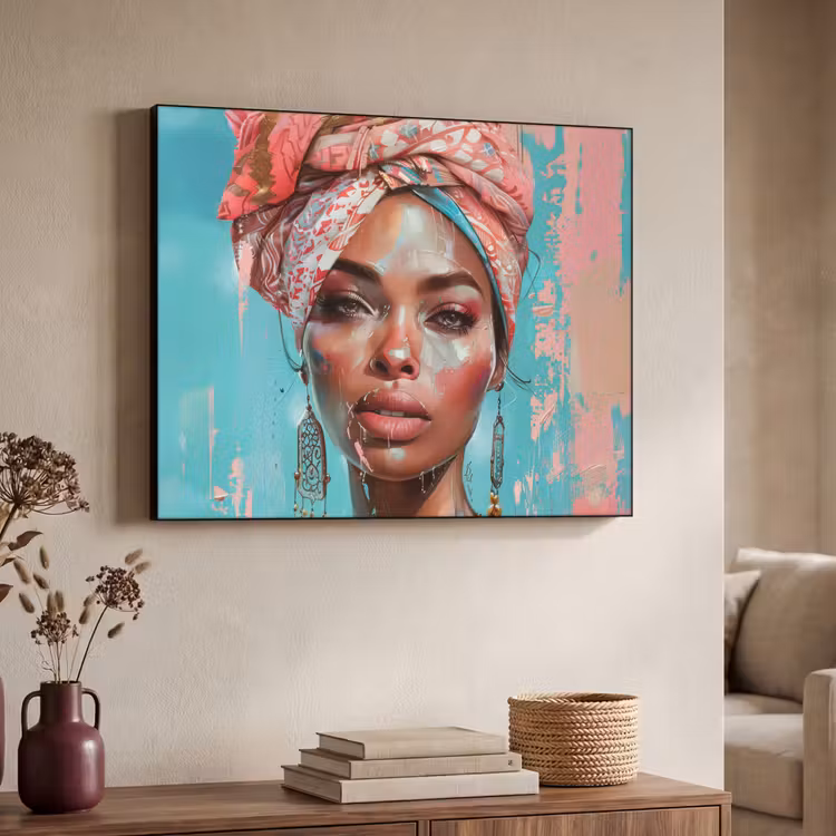 Art Frame - Vrouw - Portret - Blauw - Roze - Modern — 4
