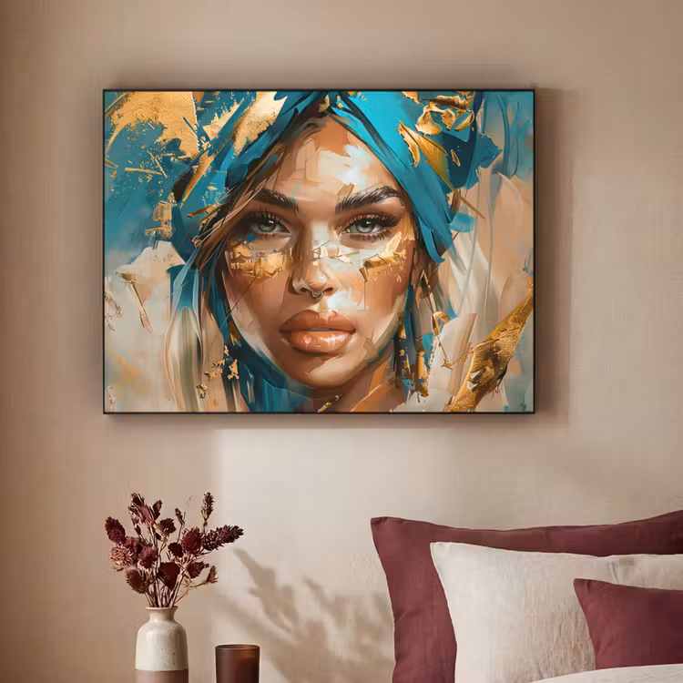 Art Frame - Vrouw - Portret - Goud - Luxe - Blauw — 2