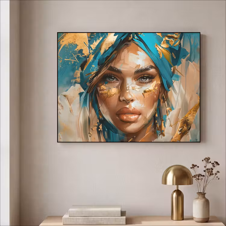 Art Frame - Vrouw - Portret - Goud - Luxe - Blauw — 3