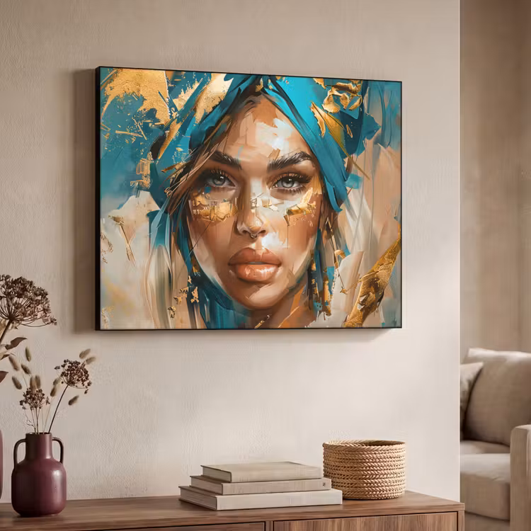 Art Frame - Vrouw - Portret - Goud - Luxe - Blauw — 4