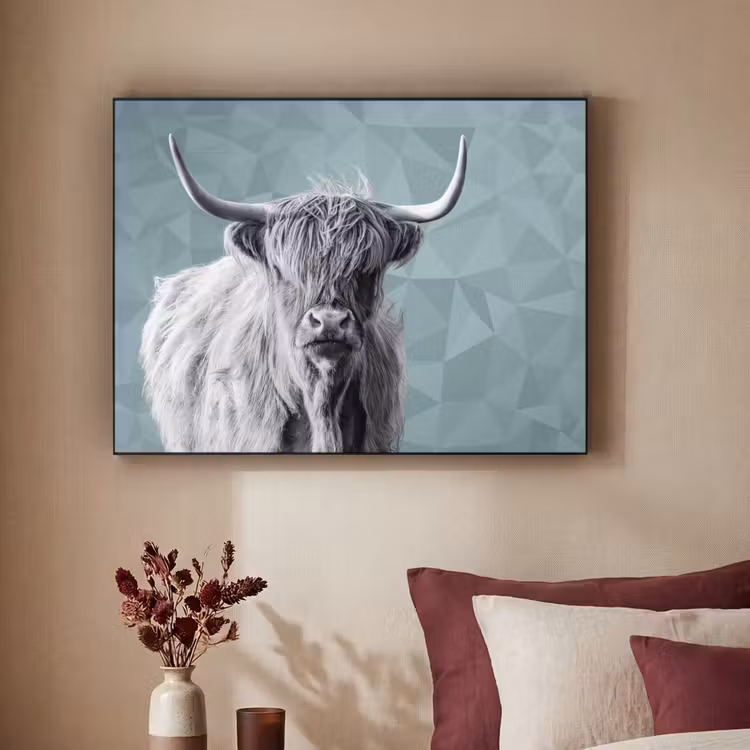 Art Frame - Schotse hooglander - Zwart wit - Patroon - Driehoek — 2