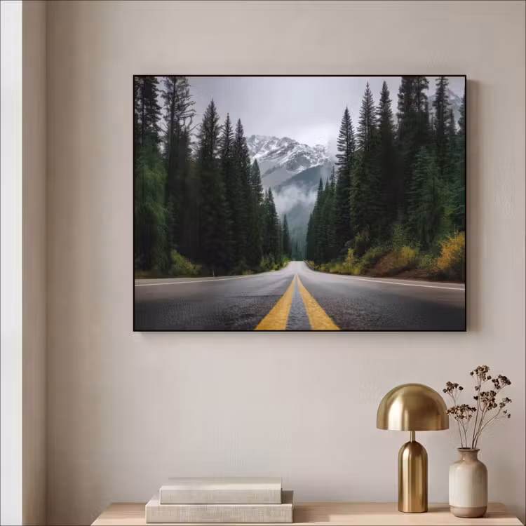 Art Frame - Sparrenbos - Weg - Bergen - Sneeuw — 3