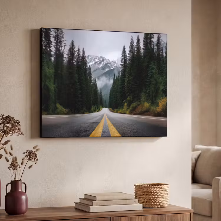 Art Frame - Sparrenbos - Weg - Bergen - Sneeuw — 4