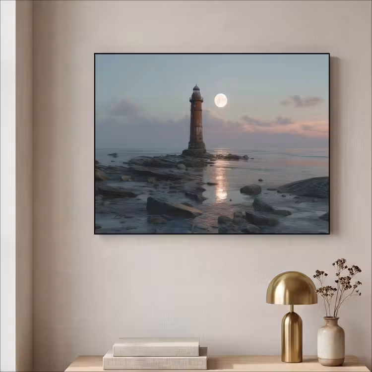 Art Frame - Vuurtoren - Stenen - Water - Maan — 3