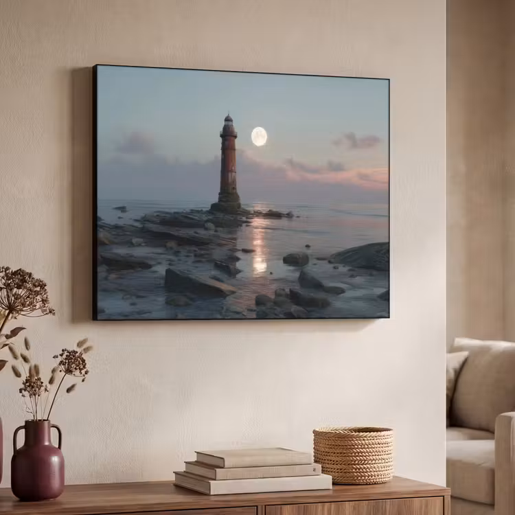 Art Frame - Vuurtoren - Stenen - Water - Maan — 4