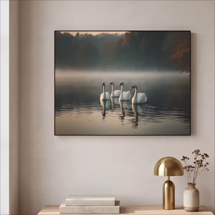 Art Frame - Zwanen - Wit - Water - Mist — 3