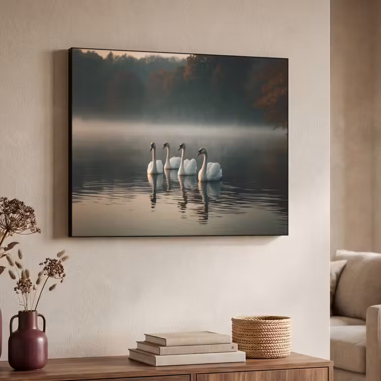 Art Frame - Zwanen - Wit - Water - Mist — 4