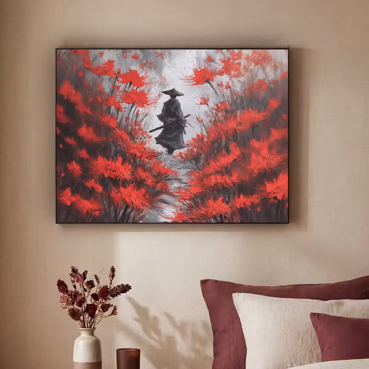 Art Frame - Rode bloemen - mistig - Man — 2