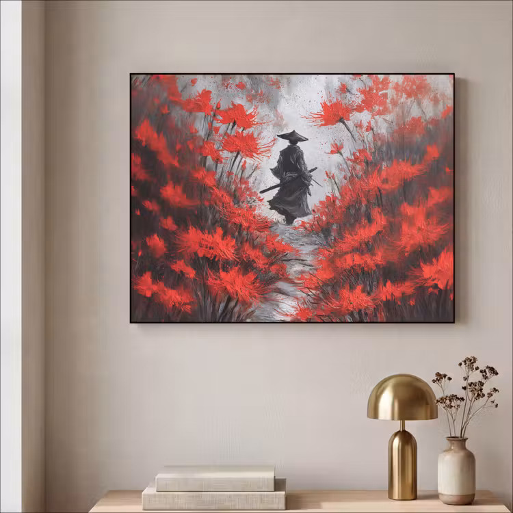 Art Frame - Rode bloemen - mistig - Man — 3
