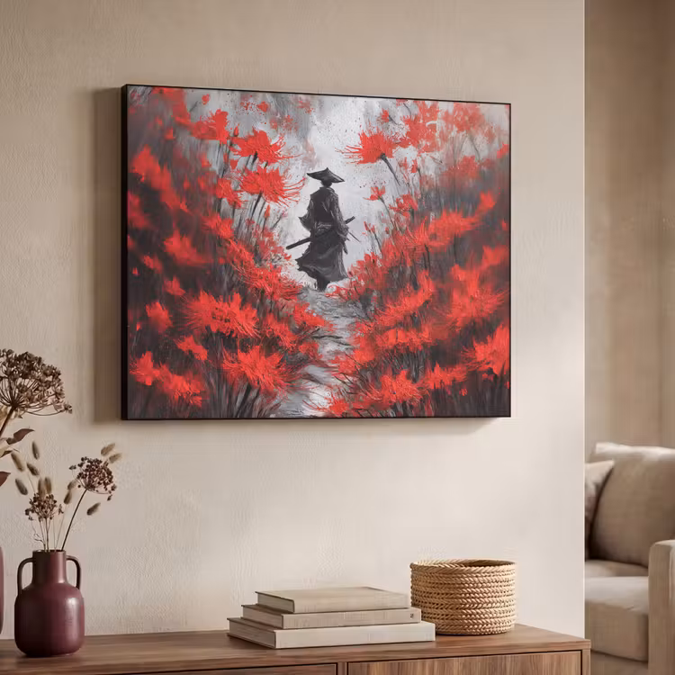 Art Frame - Rode bloemen - mistig - Man — 4