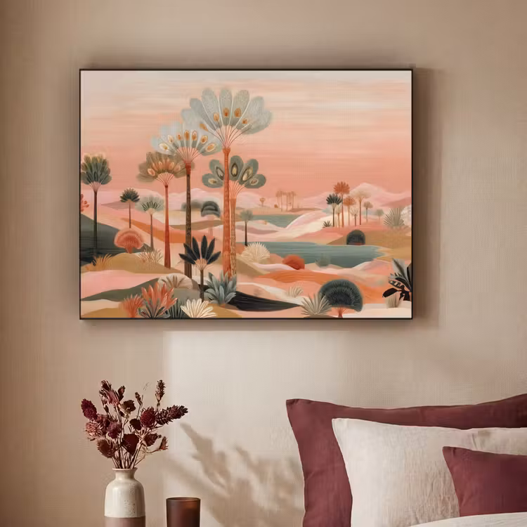 Art Frame - Roze landschap - Palmen - Water — 2