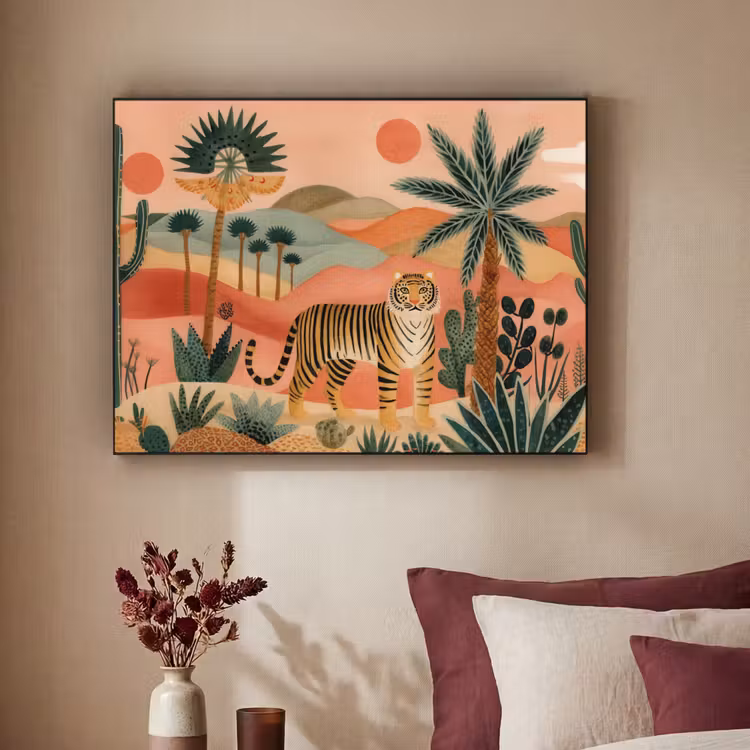 Art Frame - Tijger - Kleurrijk - Palmen - Cactus — 2