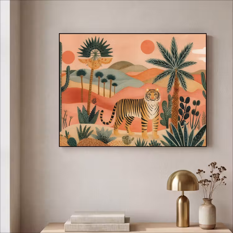 Art Frame - Tijger - Kleurrijk - Palmen - Cactus — 3