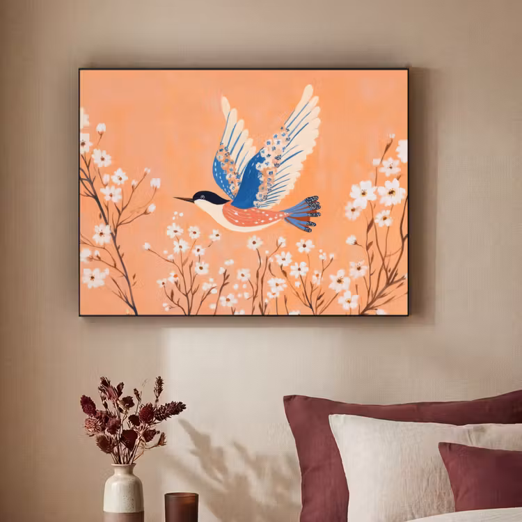 Art Frame - Vogel - Bloesemtakken - Warm - Kleurrijk — 2