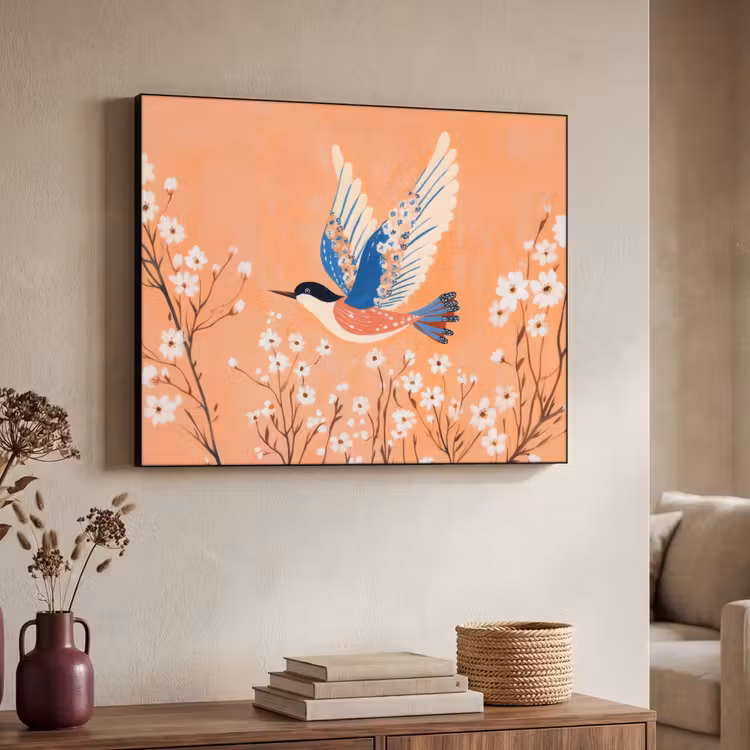 Art Frame - Vogel - Bloesemtakken - Warm - Kleurrijk — 4