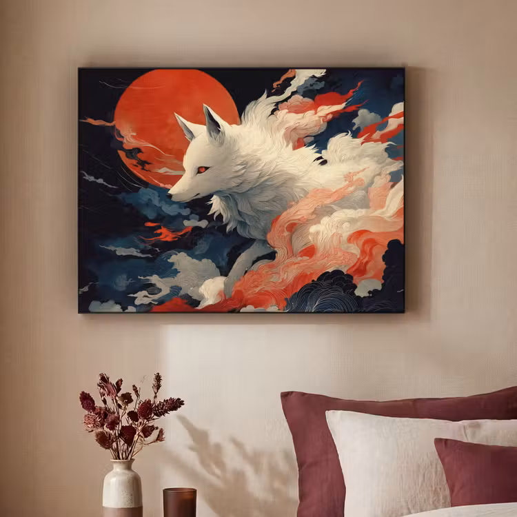 Art Frame - Witte vos - wolken - maan — 2