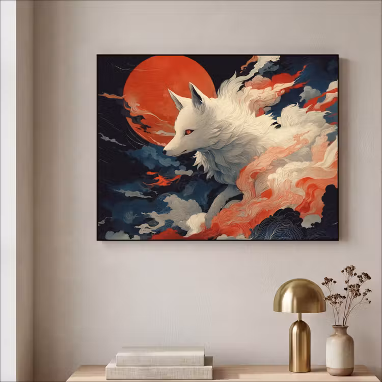 Art Frame - Witte vos - wolken - maan — 3