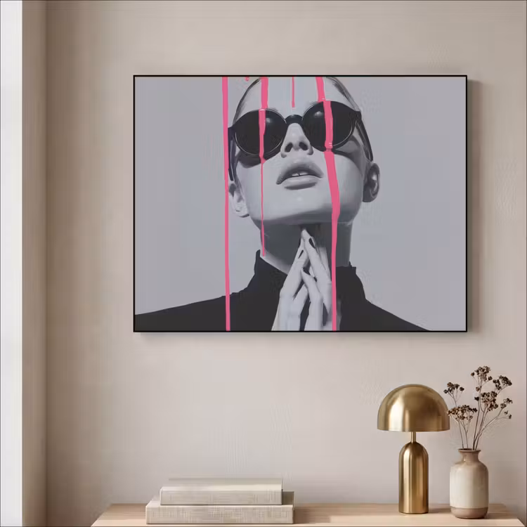 Art Frame - Portret - Vrouw - Zonnebril - Verfdruppels — 3