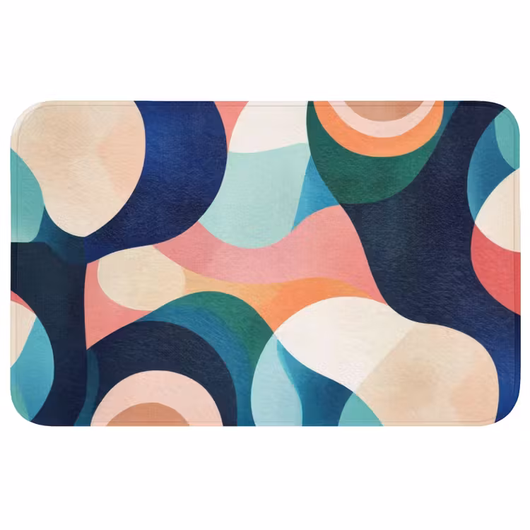 Badmat - Abstract - Blauw - Roze — 1