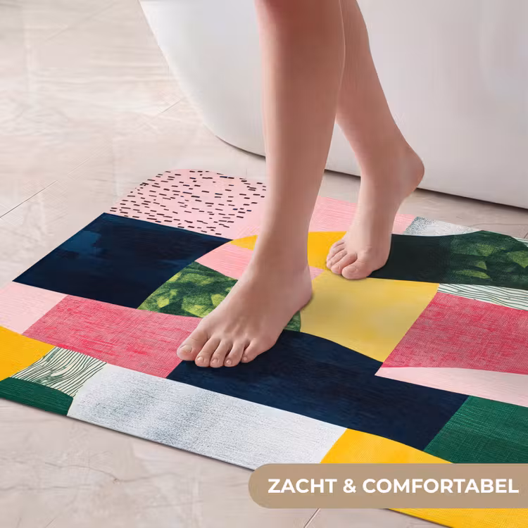 Badmat - Abstract - Roze - Lappen - Vormen - Geel — 5