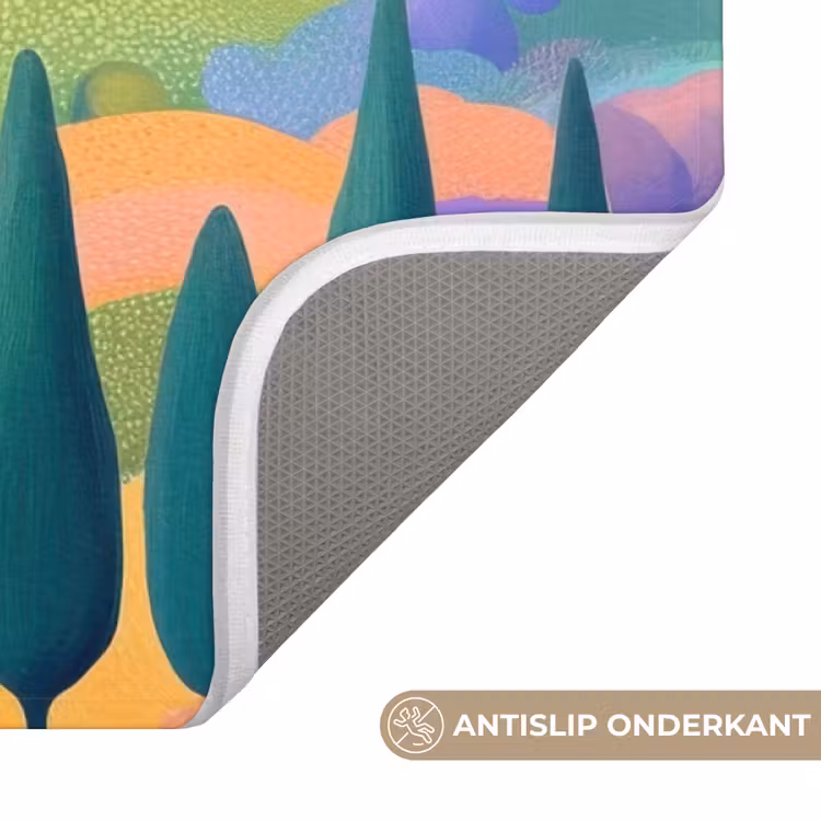 Badmat - Landschap - Paars - Pastel - Huizen — 3