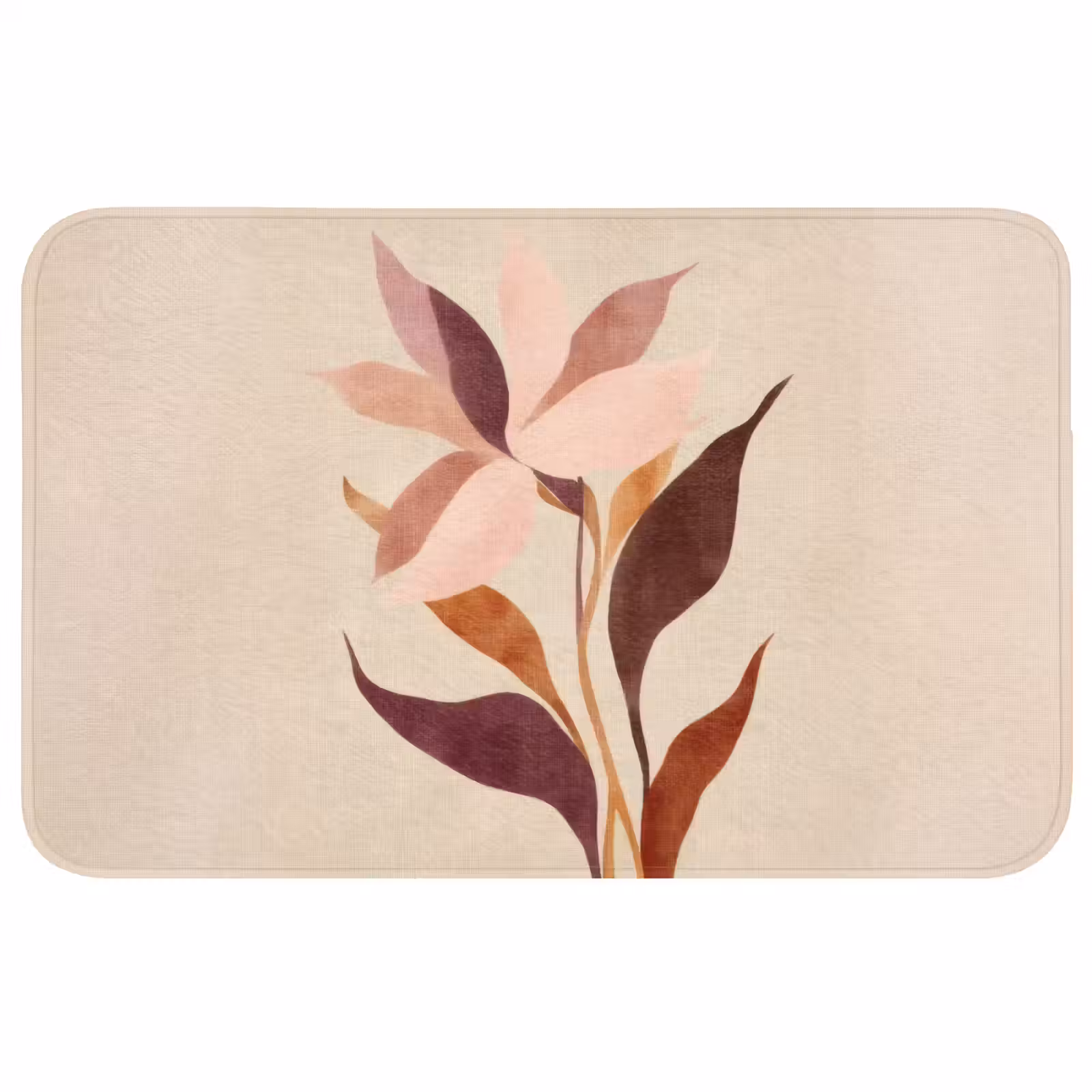 Badmat - Bloemen - Blaadjes - Minimalistisch - Roze — 1