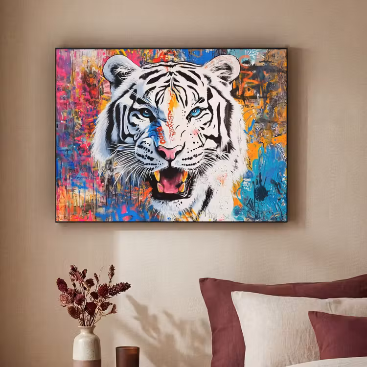 Art Frame - Street art - Tijger - Wit - Graffiti - Dieren — 2