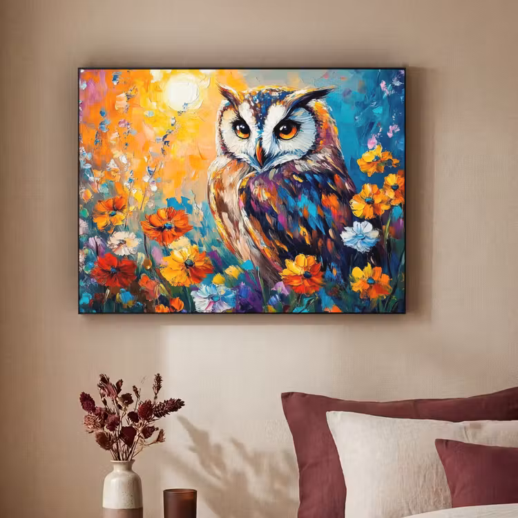 Art Frame - Uil - Bloemen - Kunst - Zonsondergang — 2
