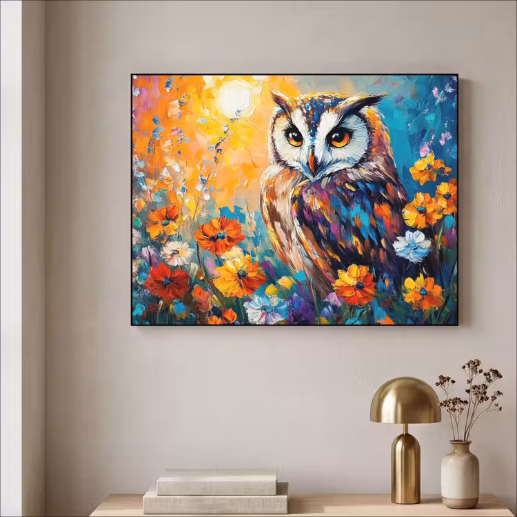 Art Frame - Uil - Bloemen - Kunst - Zonsondergang — 3