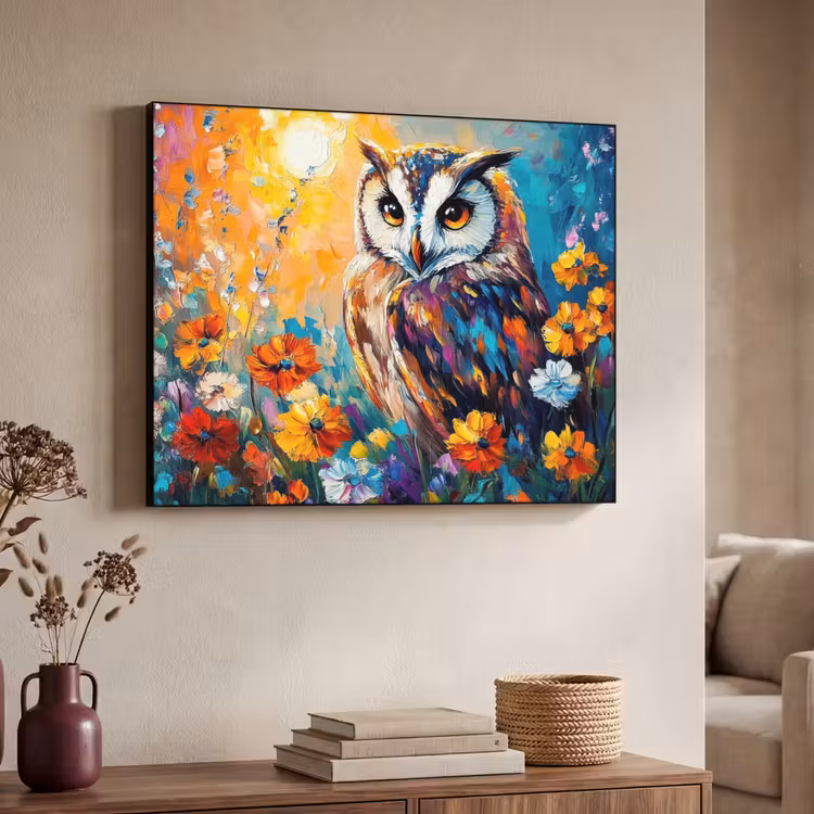 Art Frame - Uil - Bloemen - Kunst - Zonsondergang — 4
