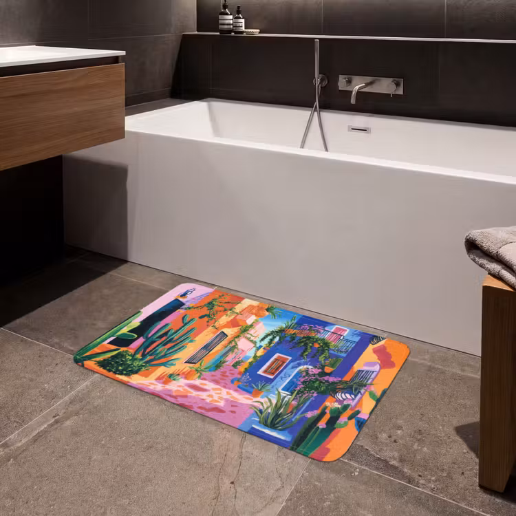 Badmat - Geel - Blauw - Oranje - Huis — 4