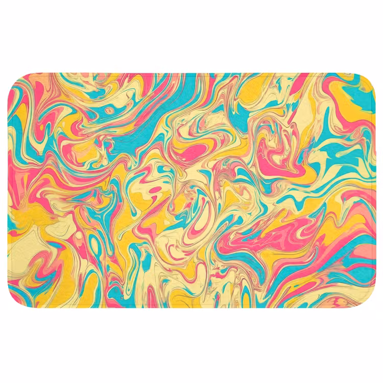 Badmat - Geel - Roze - Blauw - Retro — 1