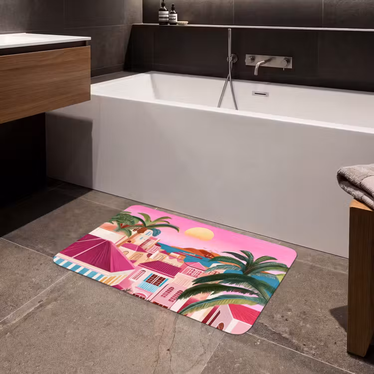 Badmat - Stad - Roze - Palmbomen — 4