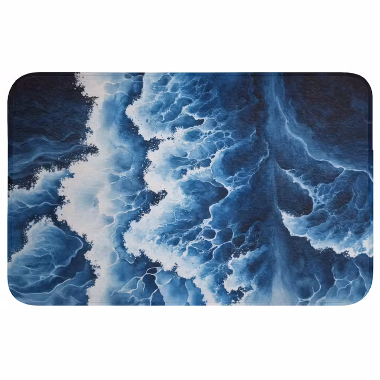 Badmat - Golven - Blauw - Schuim — 1