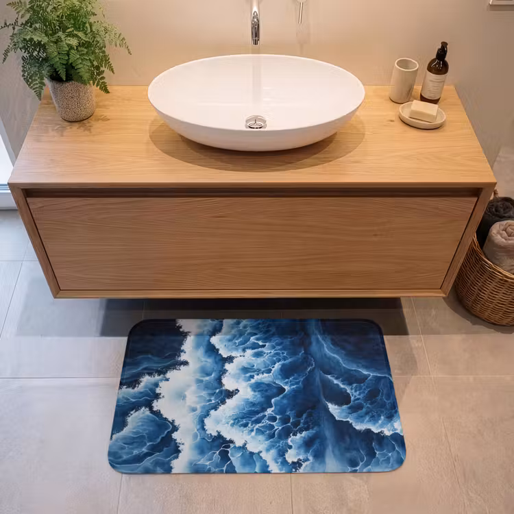 Badmat - Golven - Blauw - Schuim — 2