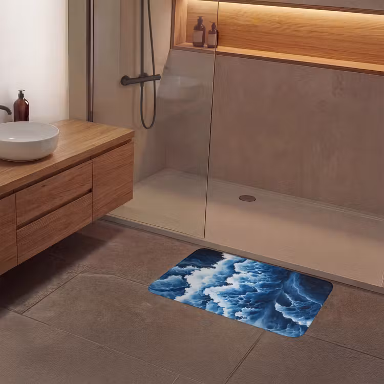 Badmat - Golven - Blauw - Schuim — 6