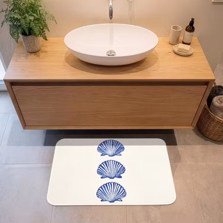 Badmat - Schelpen - Blauw - Patroon — 2