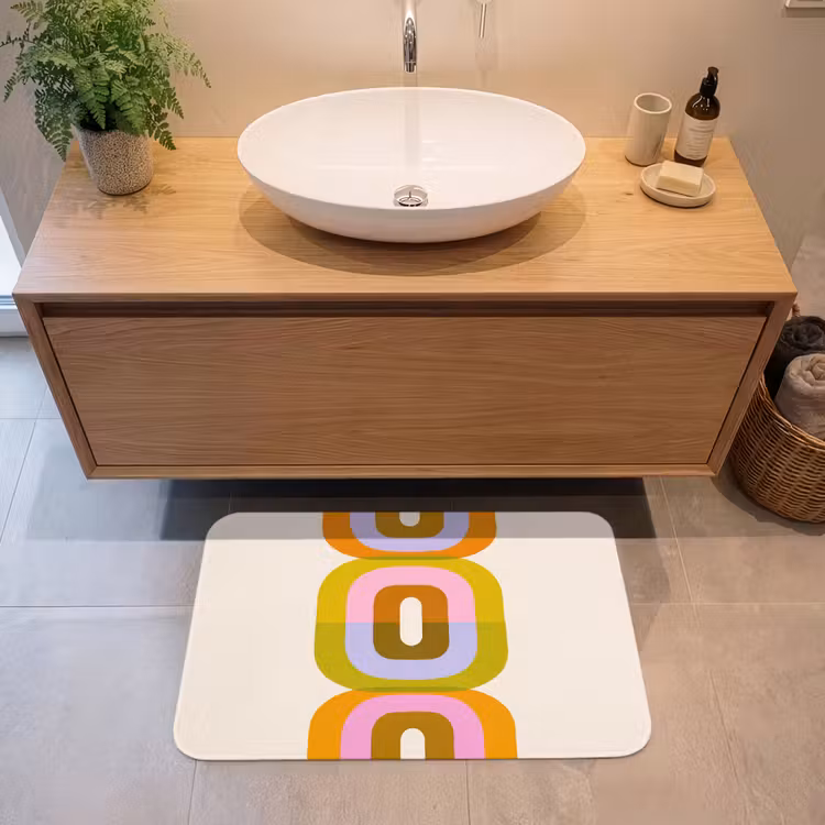Badmat - Stapel - Vormen - Geblokt - Oranje — 2