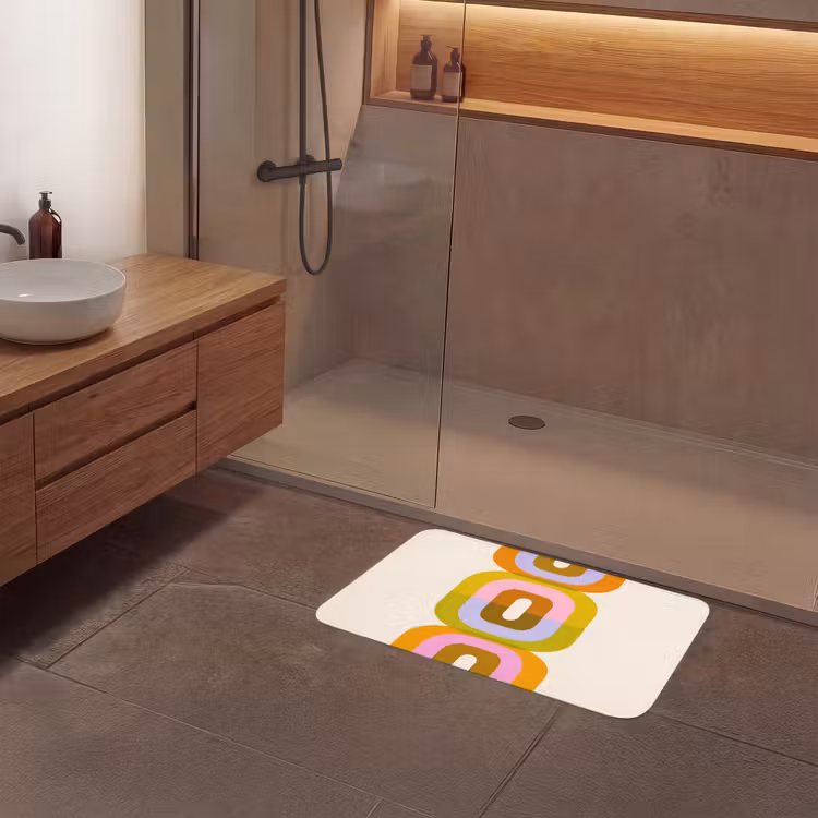 Badmat - Stapel - Vormen - Geblokt - Oranje — 6